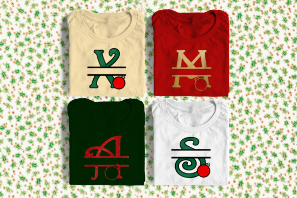 Christmas Ornament Split Letters for Graphics and Crafts