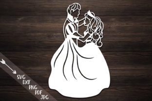 Cinderella Paper Cutting Template, Bride and Groom for Graphics and Crafts