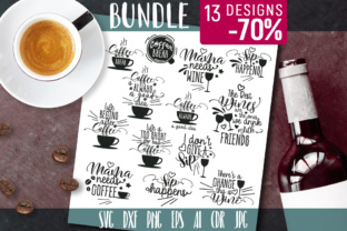 Coffee Wine Graphic Bundle for Crafts & Graphics